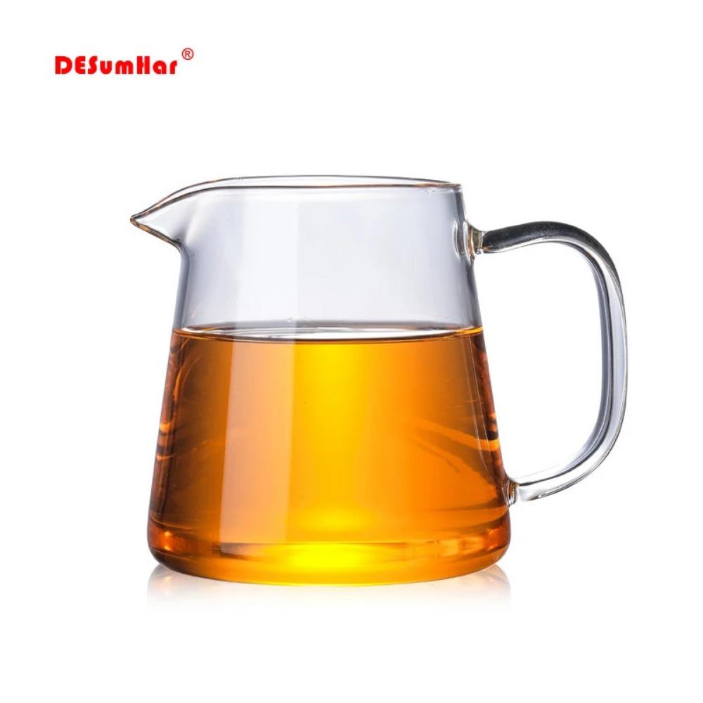 Heat-resisting Clear Glass Tea Pot Fair Cup Cha Hai,handmade  Kung Fu Tea Cups Teaset Gongdao Points of Tea Ware with Handle