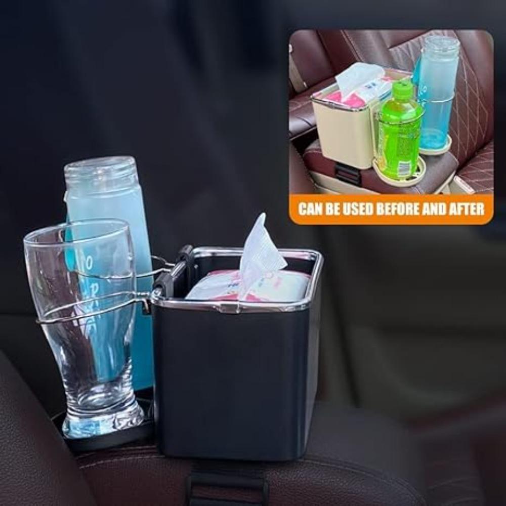 Car Armrest Tissue Storage Boxs Multifunctional Foldable Adjustable Vehicle-Mounted Water Cup Paper Holder for Auto Armrests