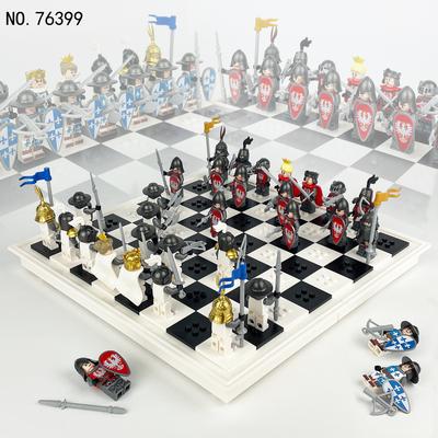 Mittelalterliche europäische Burgsoldaten Schachbrett Bausteinspielzeug