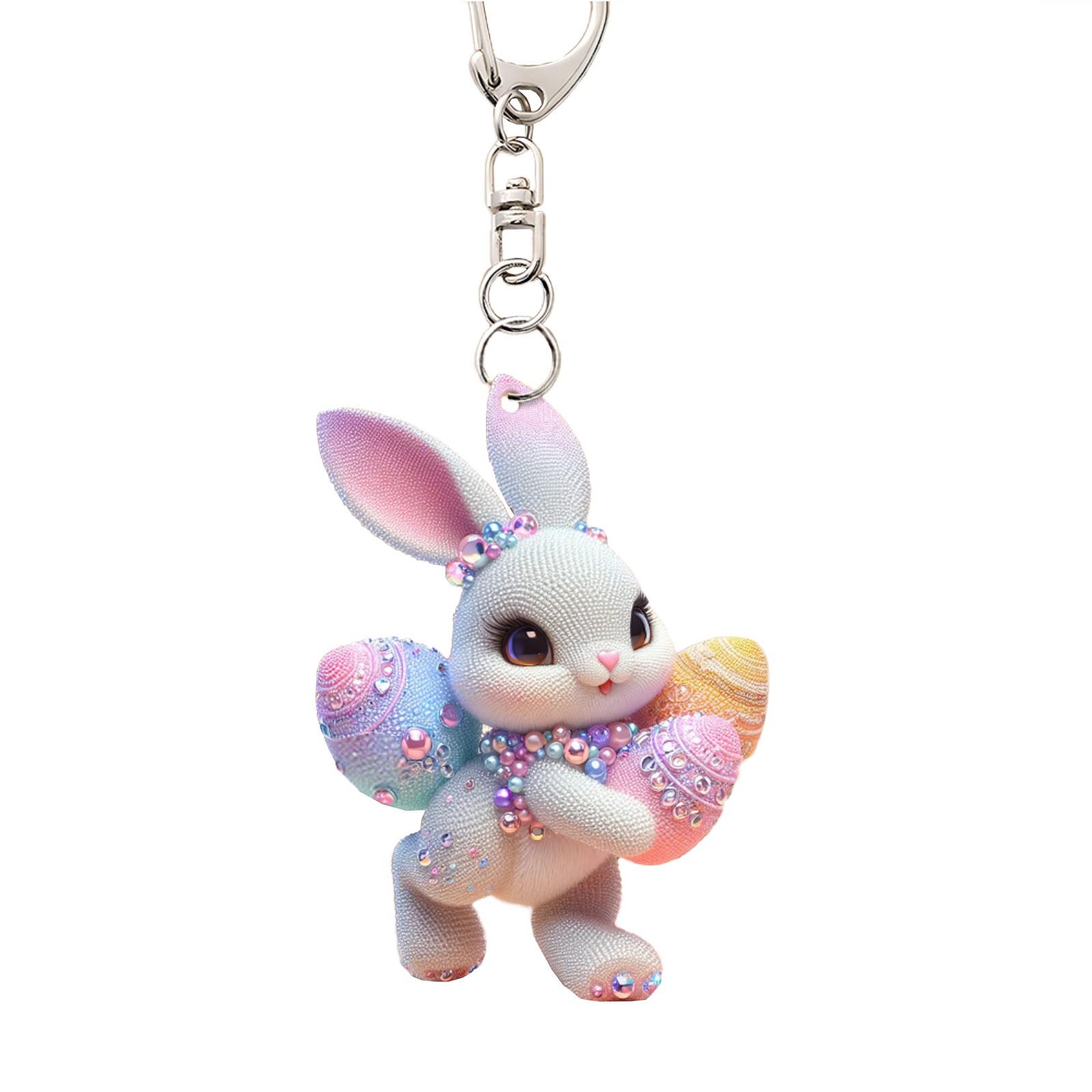 

Пасхальный кролик 2D плоский акриловый брелок зеркало заднего вида автомобиля аксессуары рюкзак кулон One Size