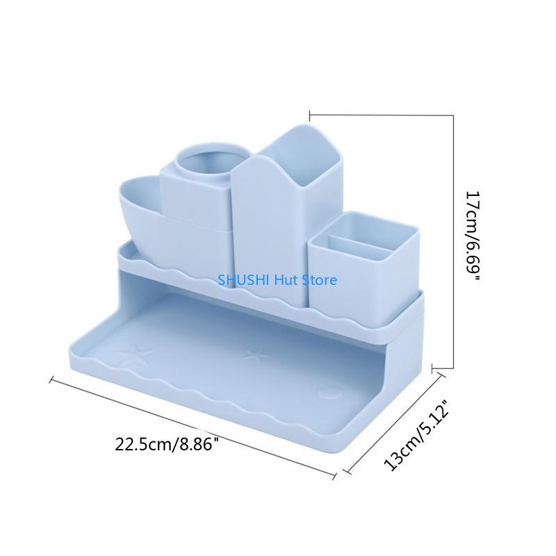 Plastic Stationary Storage Box Multifunctional Combination Pen Holder for Home Bedroom Dormitory Cosmetic Rack D57B