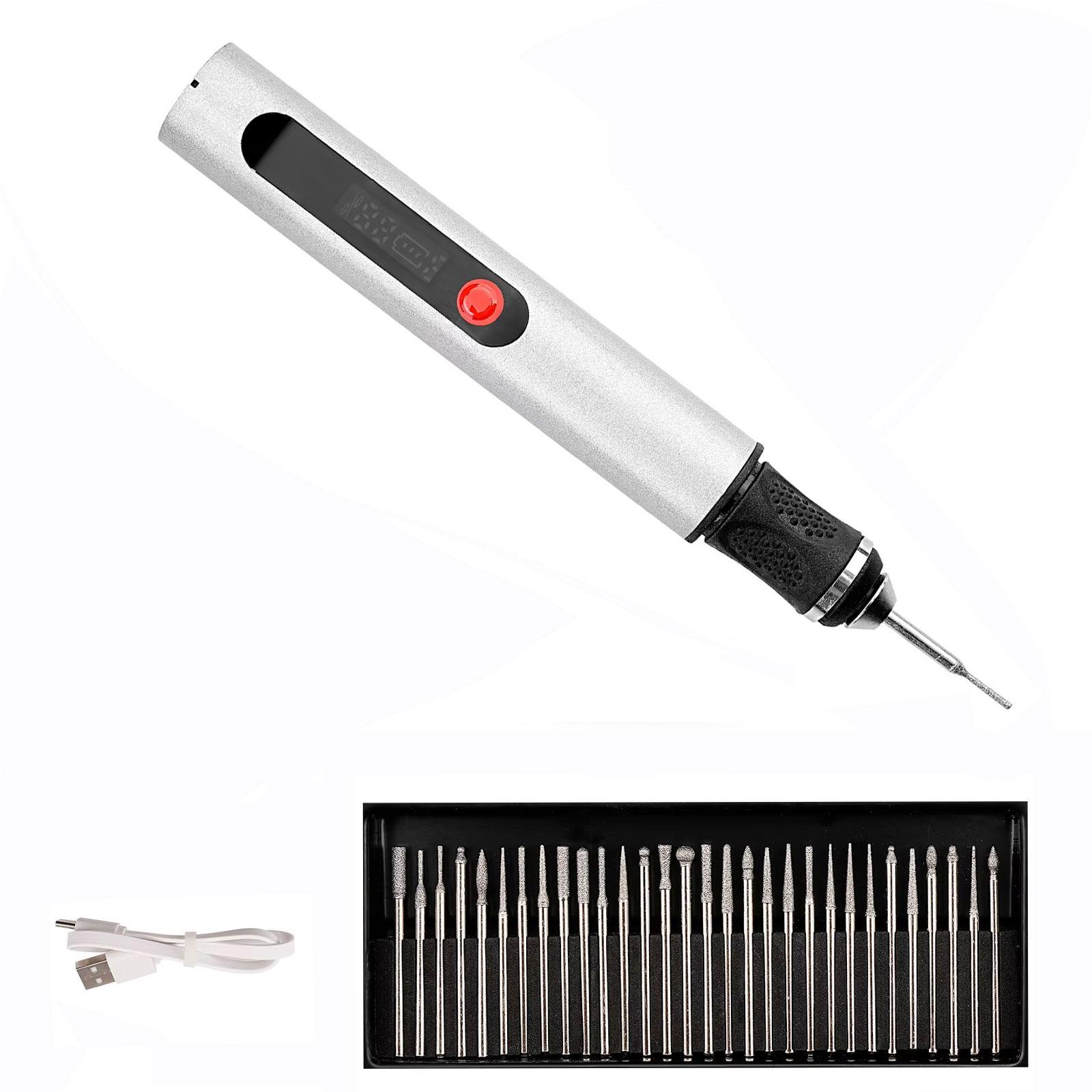

Electric Engraving Pen Set Mini Rotary Tool for Stone Wood Carving Artifacts Jewelry Grinding with 30Pcs Files (USB Interface) Set