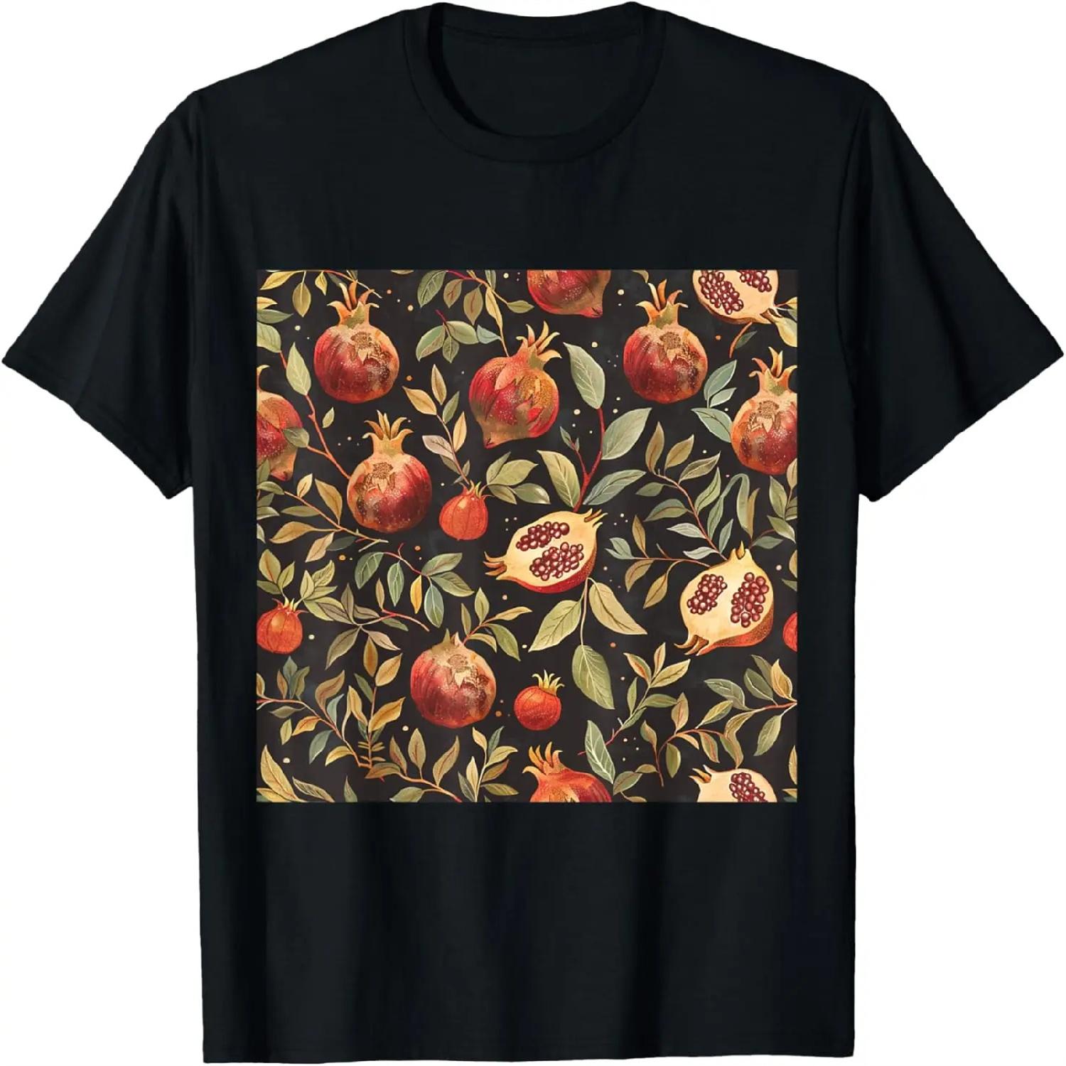 Vintage Pomegranate Fruit Pattern T-Shirt XXXXXL разноцветный