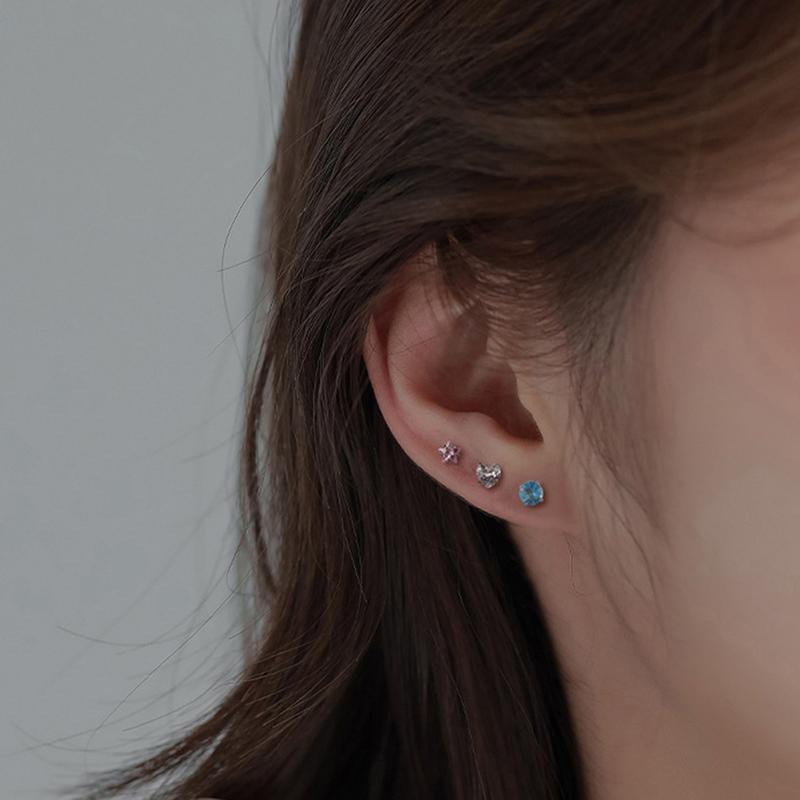 1 Pair 4Mm Multicolor  Stud Earrings For Women Ear Bone Nail Cartilage Ea