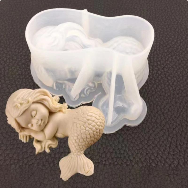 DIY Angel/Mermaid Silicone Soap Mold 3D Portrait Plaster Candle Epoxy Resin Making Tool Handmade Chocolate Ice Cube Baking Kit