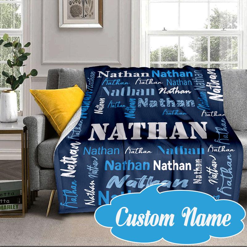 Custom Name Your Name Art Design Blanket bed sofa Blanket Flannel Blanket for Camping, Hiking, Picnic Essentials,gift for Fan family