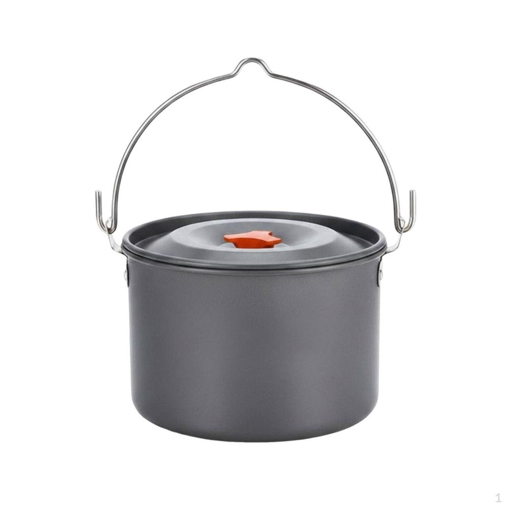 Anodized Aluminum Pot 4 L Hanging Metal Handle Camping Cookware for Outdoor Cooking, Automobile