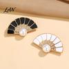 Decorative Fan Accessory Faux Pearl Rhinestone Brooch, Women Girls Chinese Lapel Anti-tarnish Brooch Pin, Badge Jewelry for Clothes Bag Hat Scarf Suit