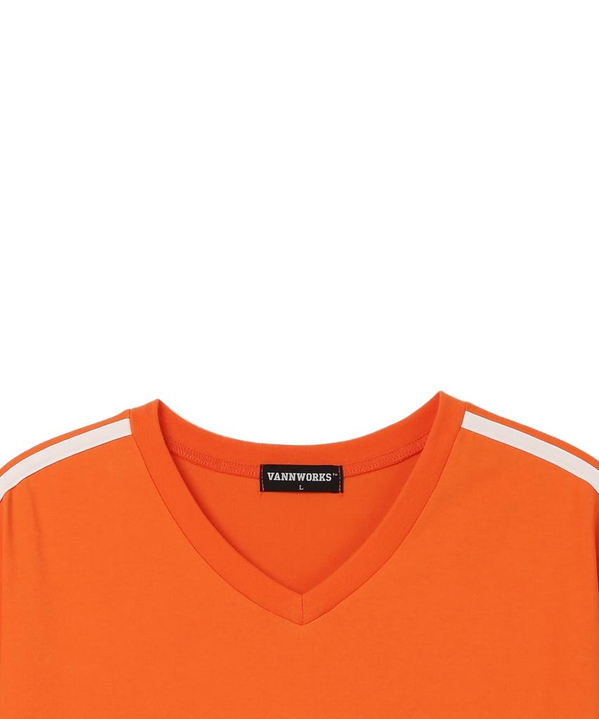 VANNWORKS Sporty Blockcore V-Neck Short Sleeve T-Shirt (Vs0033) Orange