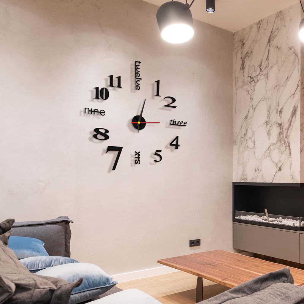 Frameless DIY Wall Clock Wall Clock For Room Decor Creative Fashion Digital 3D Acrylic Wall Clock Decor Sticker DIY Clock Kit