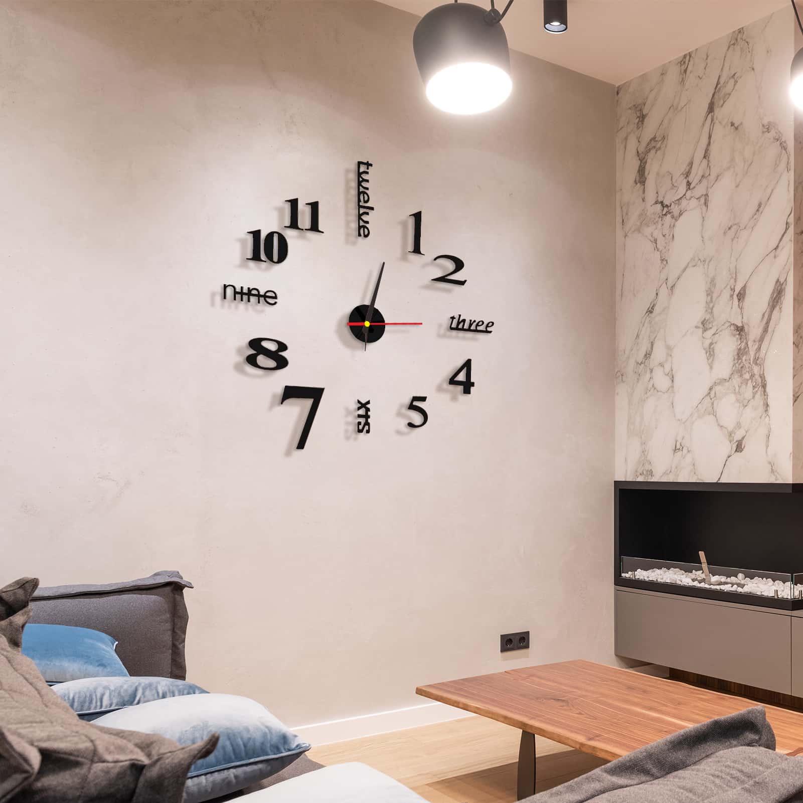 

Frameless DIY Wall Clock Wall Clock For Room Decor Creative Fashion Digital 3D Acrylic Wall Clock Decor Sticker DIY Clock Kit чёрный