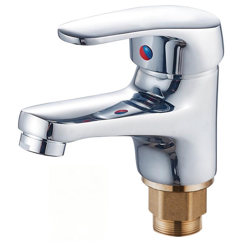 Hot Cold Basin Faucet Single Handle Bathroom Sink Tap Brass/Alloy Construction with 60cm Flexible Water Hoses