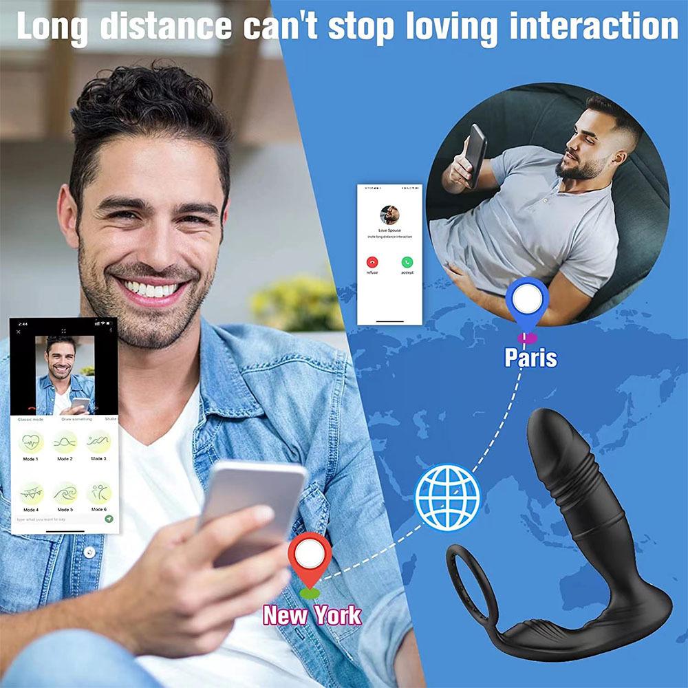 Mužský Thrusting Prostate Massager Bluetooth APP Vibrátor pro muže Gay bezdrátový dálkový stimulátor prostaty Sexuální hračka pro páry