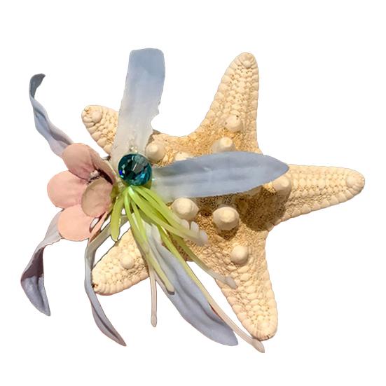 

Hair Claw Starfish Artificial Flower Decor Anti-Slip Design Hair Clip Back Head Shark Hair Claw Holiday Travel Beach Hair Accessory B