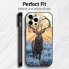 Glücklicher Hirsch Segne Dich Druck Handyhülle Für iPhone17,16,15,14,13,12 Plus,Max Weiches Silikon Schwarze Hülle