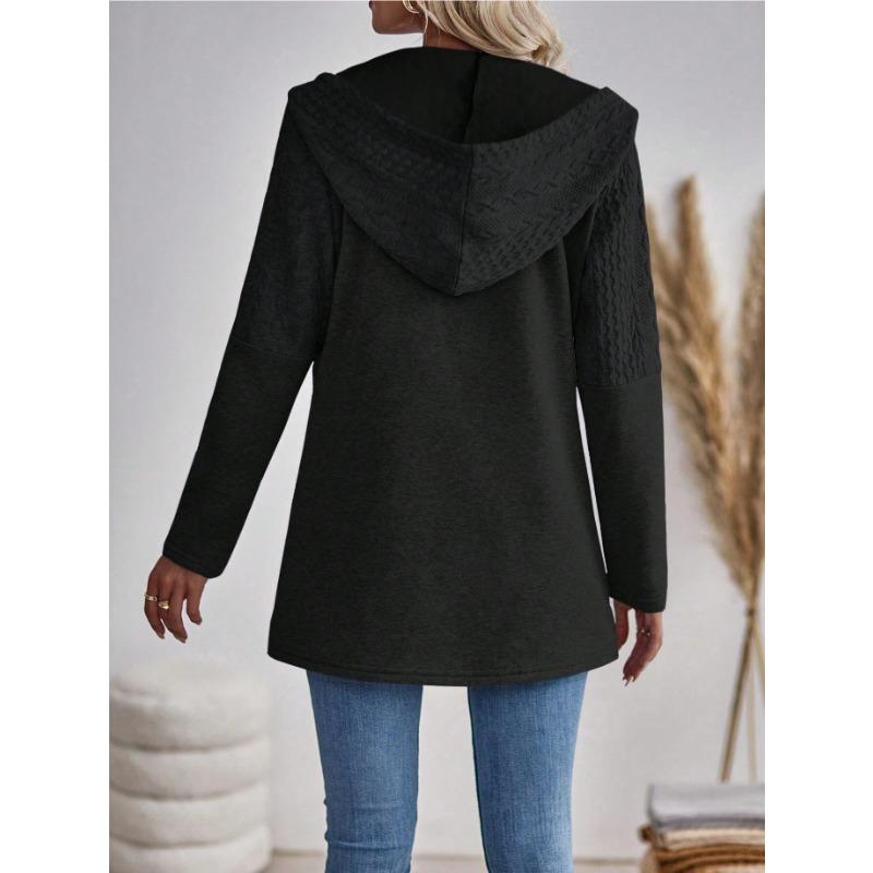 JKASHDK Dámská módní ležérní jednobarevná potisk podzim zima s dlouhým rukávem s kapucí bundy a kabáty