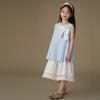 Hacikis Girls' Summer Bowknot Faux Two-Piece Vest Dress