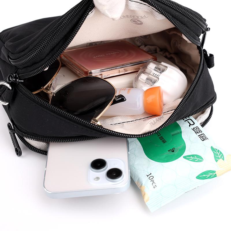 Damentasche Mehrfachtaschen Nylon-Tasche Muttertasche Einfarbig Umhängetasche Crossbody-Tasche