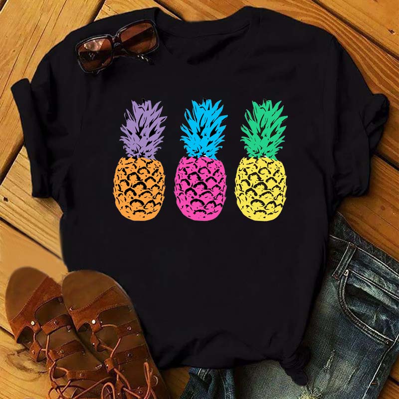 Maycaur Tee Women T-shirt Summer Short Sleeve Avocado Print Clothes Fashion Cartoon Fruit Graphic T Shirt Kawai Female Tops TEE