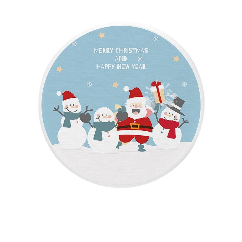 Christmas Diatom Mud Coaster Cartoon Snowman Creative Ceramic Bowl Mat Insulation Anti-slip Teacup Mat Table Decor Table Mat
