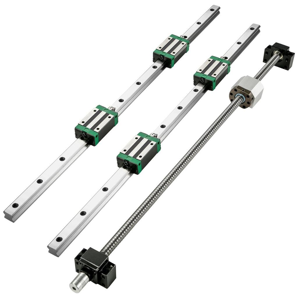 Linear Guide Rail 2Pcs HGR20-1000mm Linear Slide Rail with 1Pcs RM1605-1000mm Ballscrew with BF12/BK12 Kit Linear Slide Rail Guide Rail Square For DIY