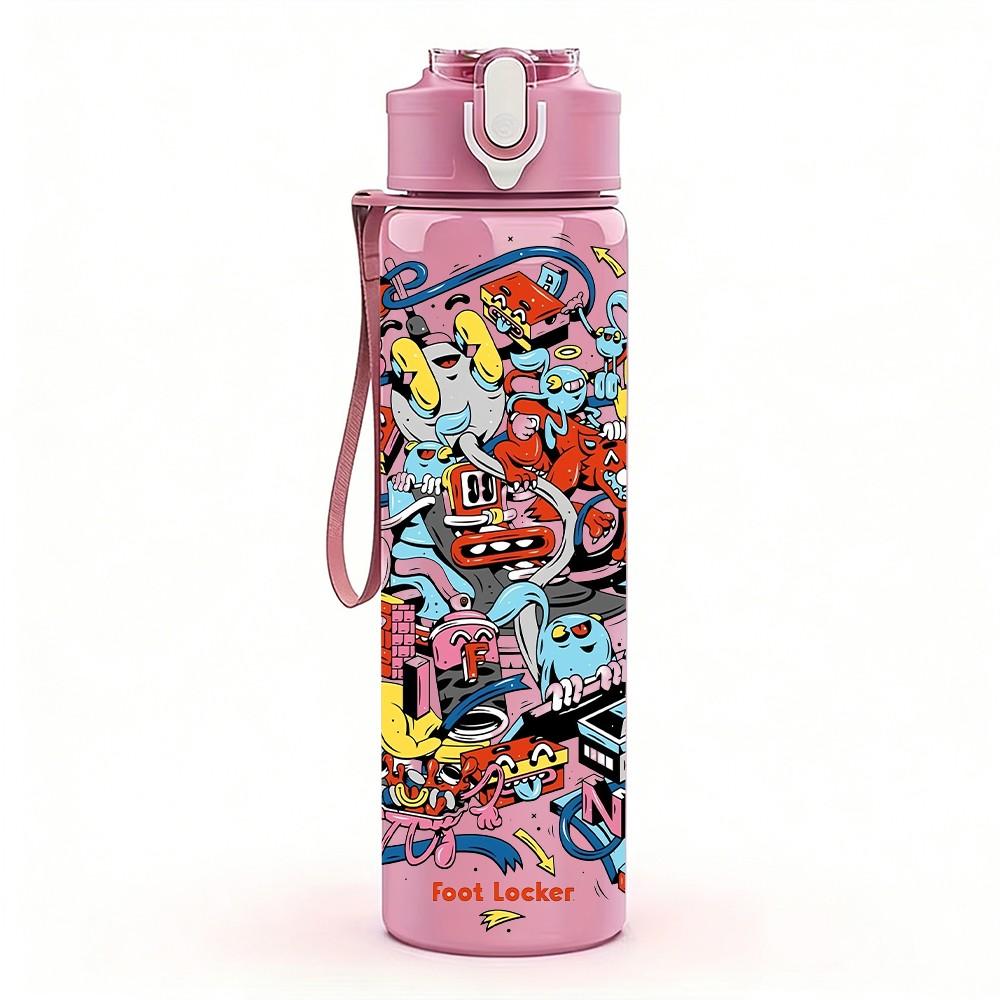 1PC Abstract Street Graffiti Art 750ml Color Plastic Sports Water Bottle Leakproof Flip Straw Lid Suitable for Sports Office Home Use