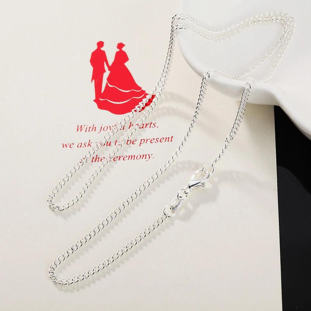 New 925 Sterling Silver Necklace  2MM String Chain For Women Men High Quality Jewelrys Gifts