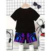 Boys' short sleeved 2-piece set with 3D spider print pattern