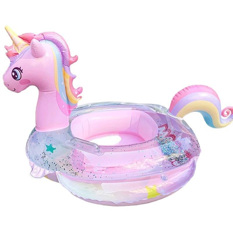 Charming Unicorn Inflatable Swim Ring - Cute Sequin Rainbow Horse Design, Durable PVC Material, Perfect for Summer Pool Parties