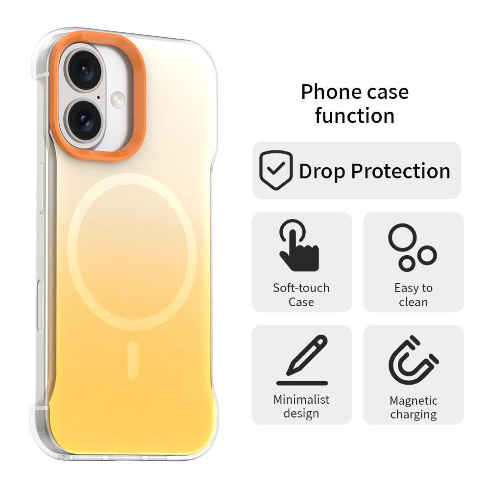 For iPhone 16 Plus Magnetic Case Gradient Design Borderless IMD TPU+PC+PET Phone Cover