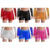 Shorts de Performance de Dança para Meninas Cintura Elástica Lantejoulas Brilhantes Patchwork Metálico