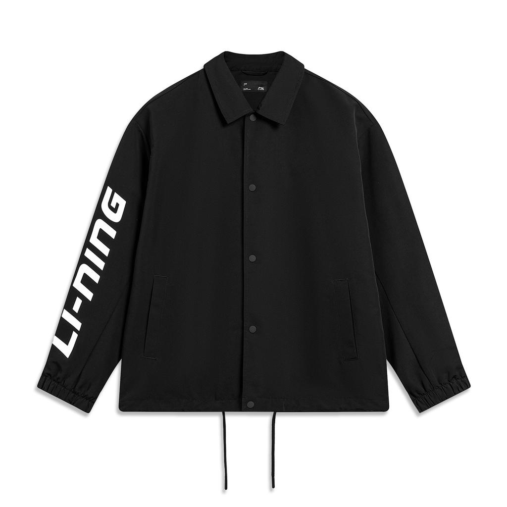 Li Ning Sports Lifestyle Serie Buchstabenlogo Bedruckte Polo Sportjacke Herren Jacke Schwarz AJDT739-1