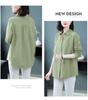 2025 Spring/Autumn Women's Plus Size Loose Long Sleeve Off-Shoulder Shirt with Turn-Down Collar