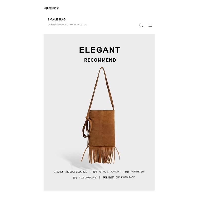 Suede Niche Boho Fringe Phone Bag American Ethnic Style Matte Mini Shoulder Crossbody Purse