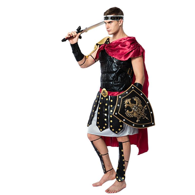 Roman Warrior Costume For Stage Performance With Polyester Fabric For Halloween