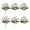 6Pcs Artificial Flower with Green Leaves Realistic Fake Plastic Flower Home Office Wedding Party Indoor Outdoor Faux Flower Plants Decoration
