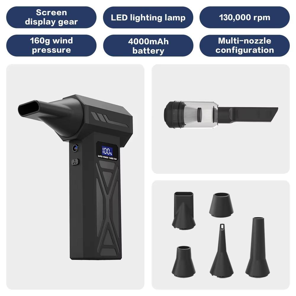 Brushless Motor Powerful Dust Blower with LED Light Digital Display Handheld Turbo Violent Fan High-Speed Speed Adjustable
