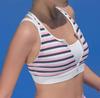 Stylish Navy Striped Women's Shockproof Yoga Vest – Breathable, Tight-Fit with Beautiful Back Design