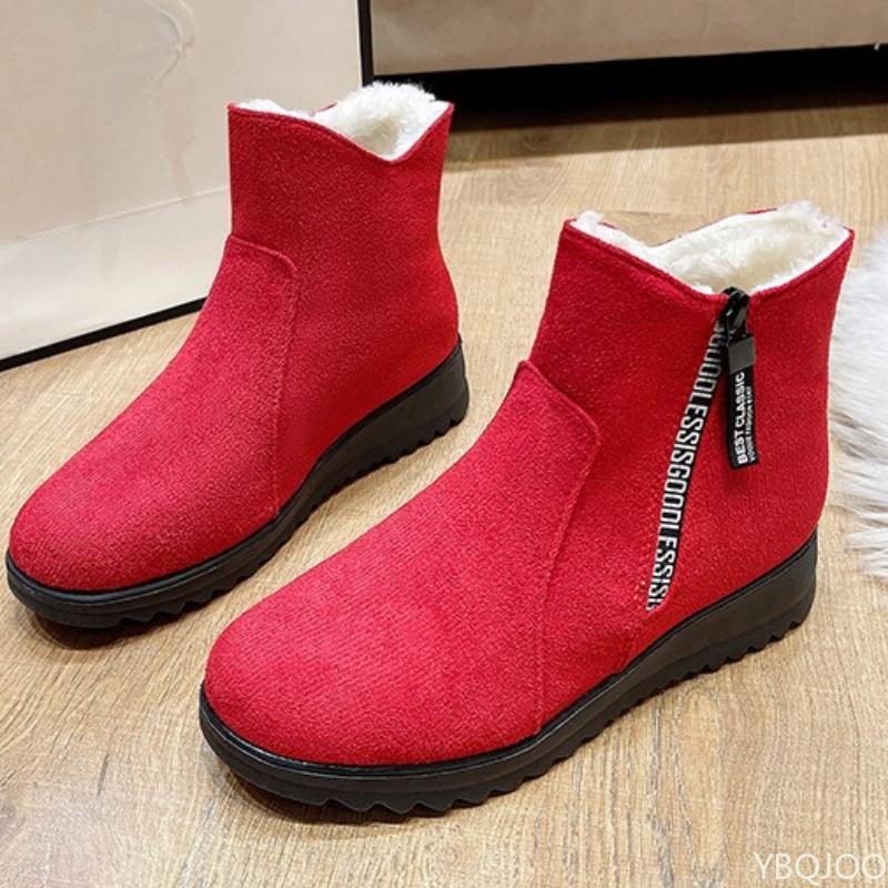 

Fashionable versatile velvet snow boots women autumn winter new sloping heels high top cotton shoes warm women short boots 35