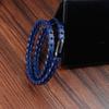 Sporty Style Geometric Stainless Steel Magnetic Clasps Genuine Leather Bracelet For Men Women Hand Jewelry Birthday Gift