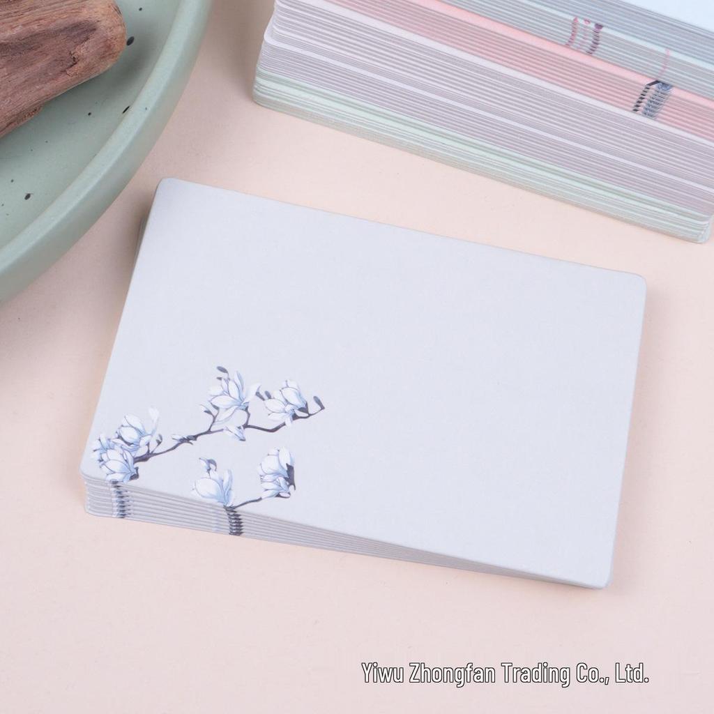 Marcadores de Livro em Branco DIY Estilo Chinês e Cartões com Grafite Pintados à Mão com Notas Adesivas (20 folhas)