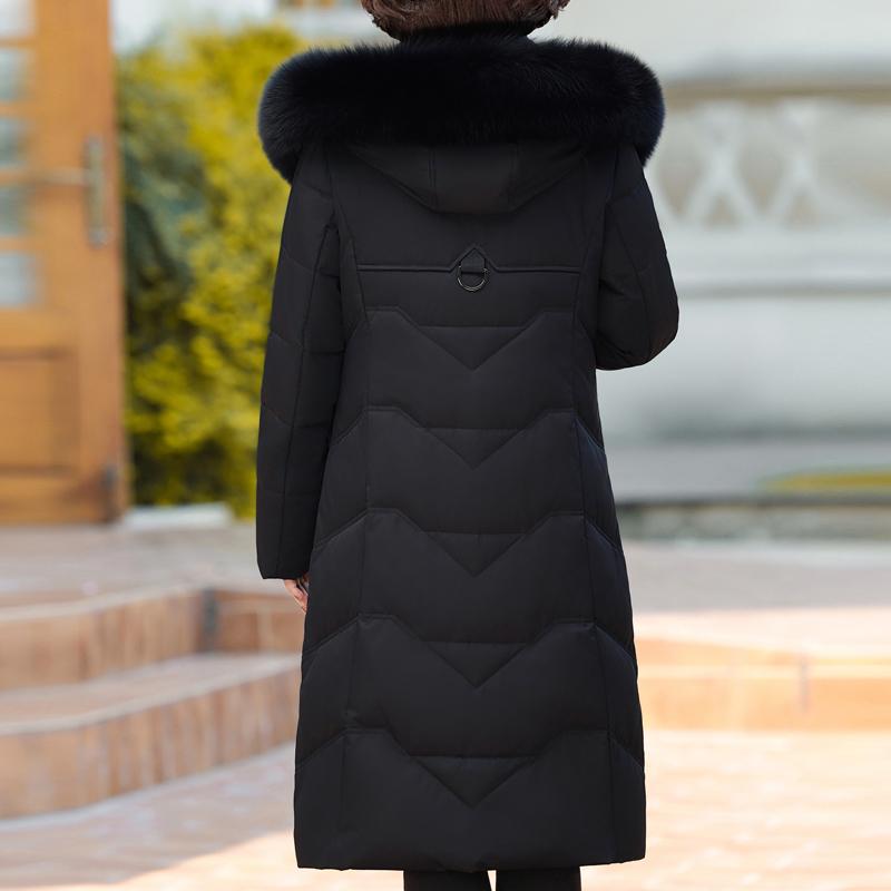 Real Fur Collar Winter Down Jacket for Women Long Parkas Hooded Elegant Thick Warm Down Coat Woman Outerwears