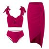 2024 European & American Style Women's Nylon Three-Piece Swimsuit Bikini Set