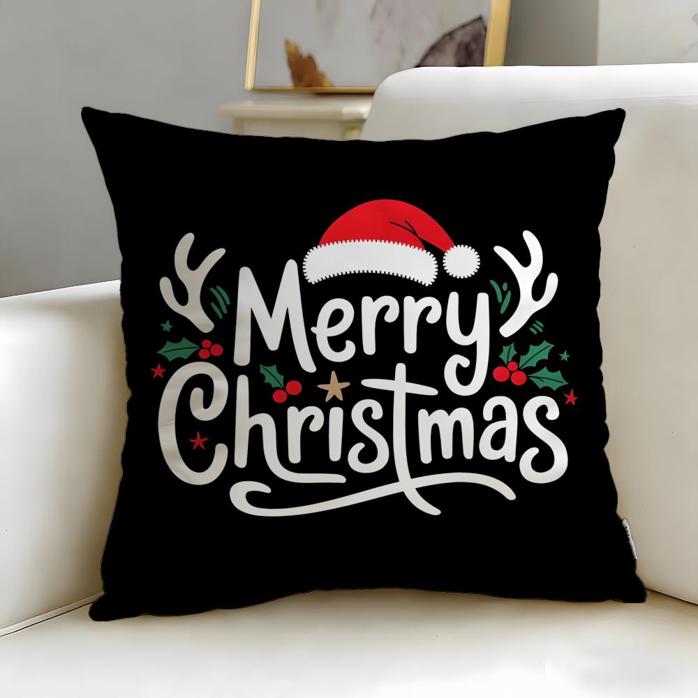 Christmas theme Merry Christmas Cushion Cover Soft  EasyWash Pillow Case  Versatile for Couch Bed Travel and Office