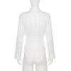 Women's Solid Color Design Button Jumpsuit Shirt Long Sleeve Lapel Slim Fit Fashion Top