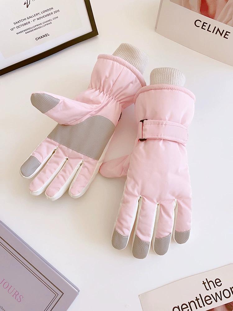 Cycling gloves winter women's warm thickened velvet anti-splashing water electric vehicle cold-proof ski gloves women