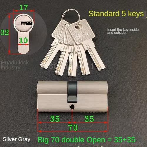 5pcs Keys Lock Cylinder,Door Cylinder 50-120mm Biased Lock Cylinder Double-side Lock Core Anti-Theft Entrance Brass Door Lock