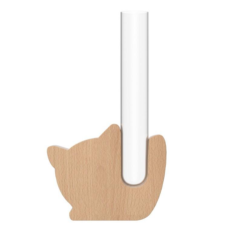 Refrigerator Magnet Hydroponic Plants Mini Test Tube Glass Vase DIY Wooden Vase Planter Home Office Decor Flower Arrangement