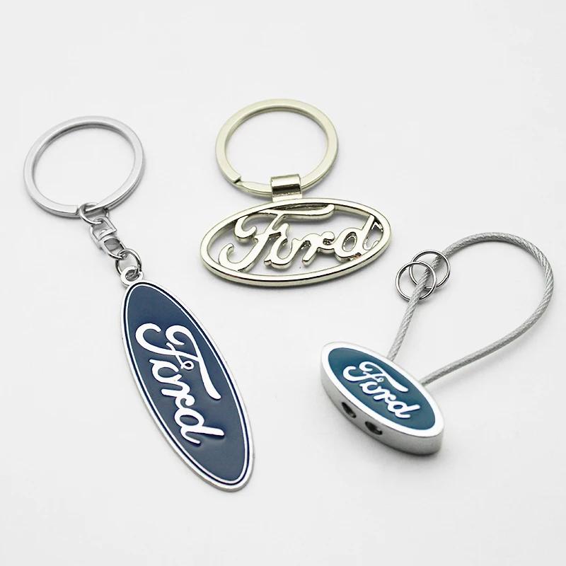 AAAML1 3D Metal/Leather Car Keychain Key Chain Ring Key Holder For Ford Focus 2 3 MK2 MK3 Fiesta Ranger Mondeo Ecosport Kuga Accessorie