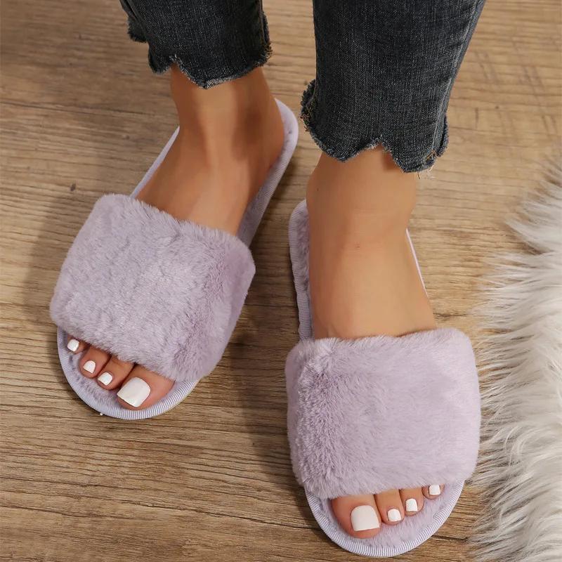 Mode Tofflor Kvinnor Vinter Kvinnor Hus Halkfria Tofflor Casual Inomhus Platta Golvskor Damer Flipflops Varma Skor Enfärgade Skor